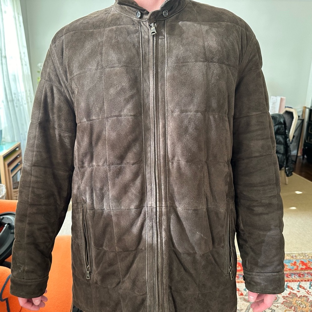Ralph lauren brown suede puffer coat